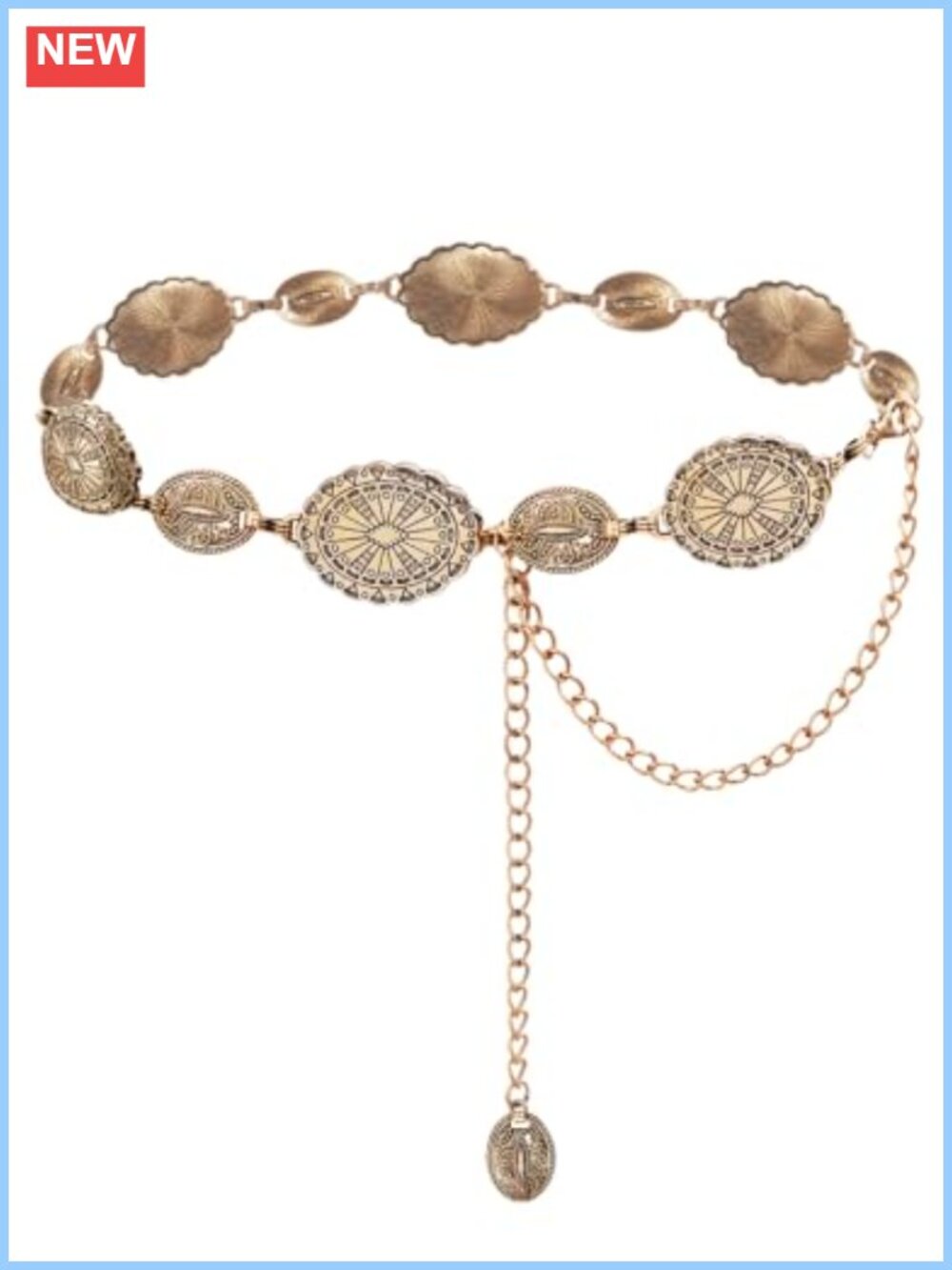 Western Metal Concho Chain Belt Women Cowgirl Country Concert
